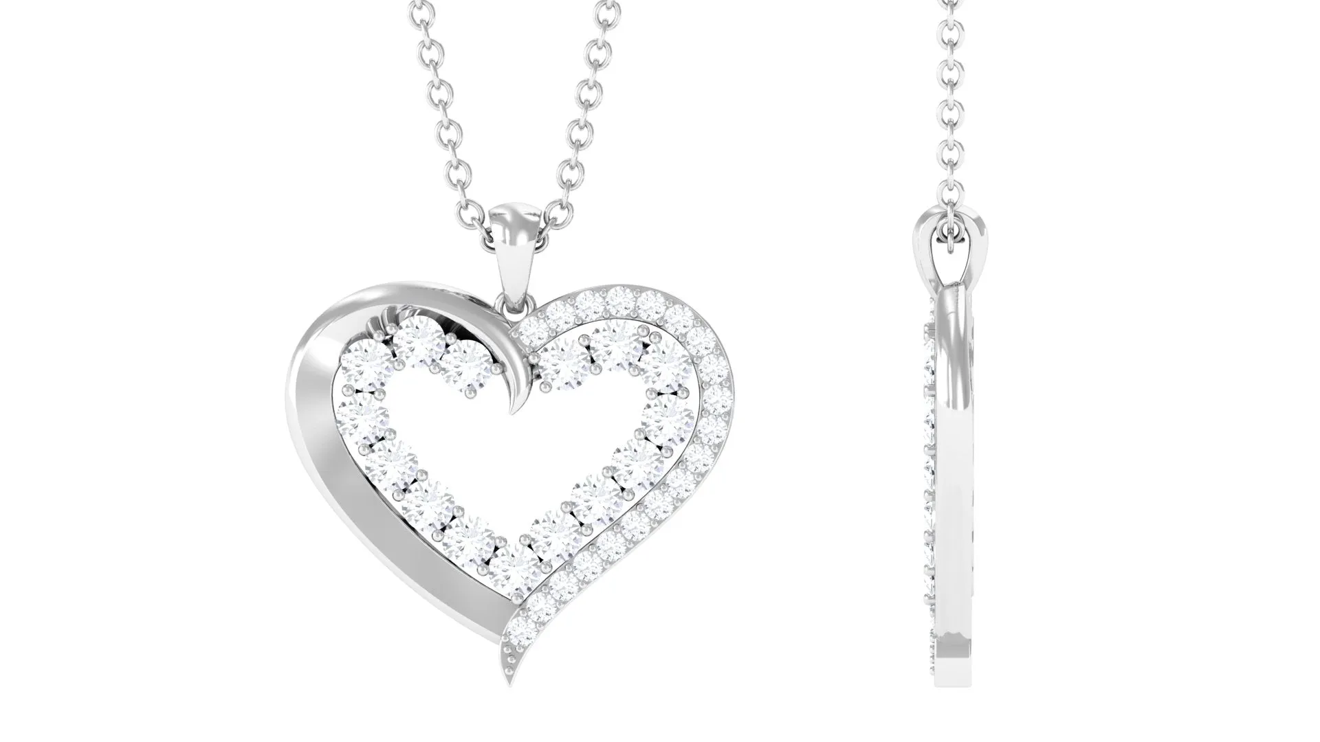 1 CT Certified Moissanite Heart Pendant in Prong Setting