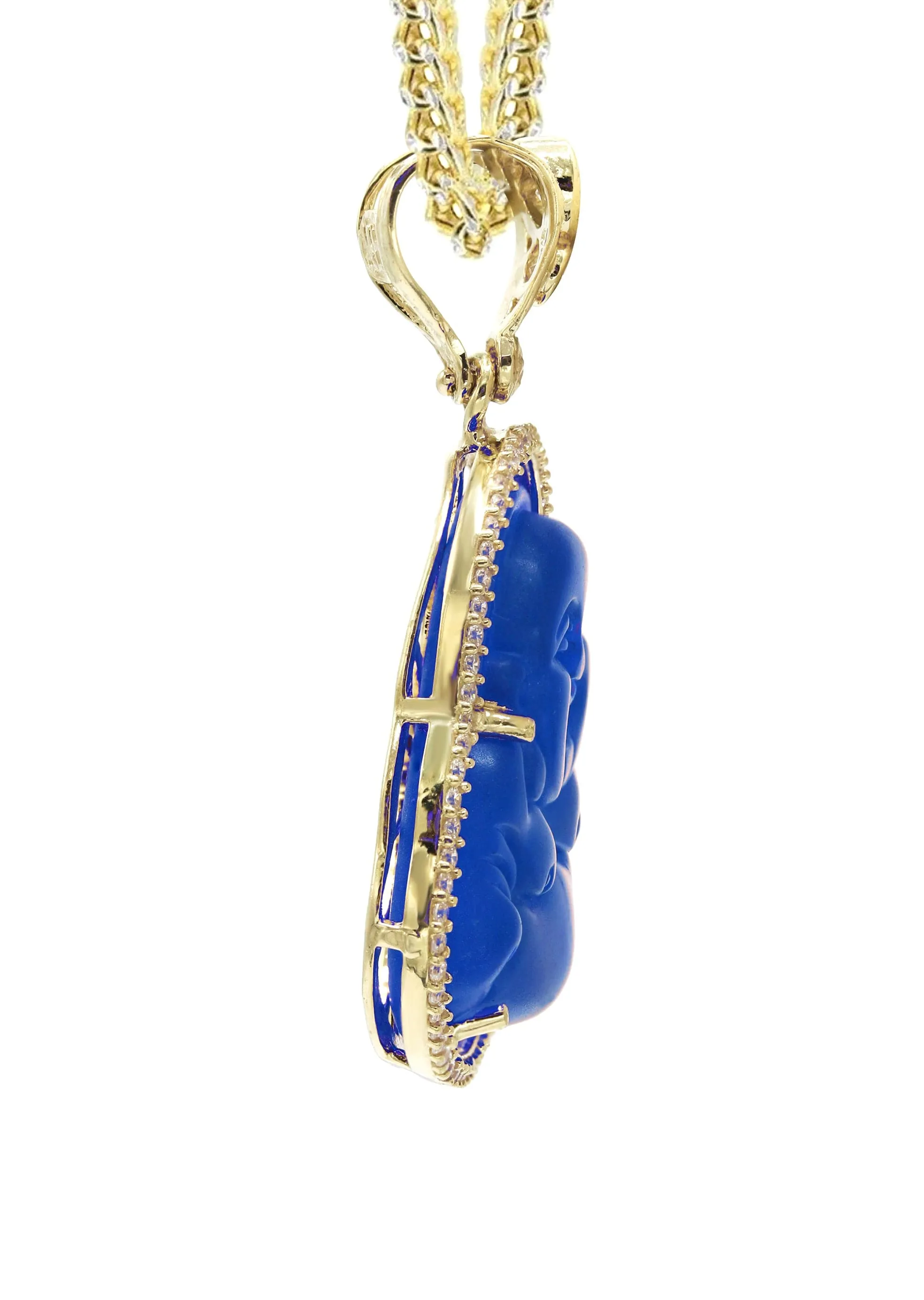 10K Yellow Gold Blue Buddha Necklace | Appx. 21.6 Grams