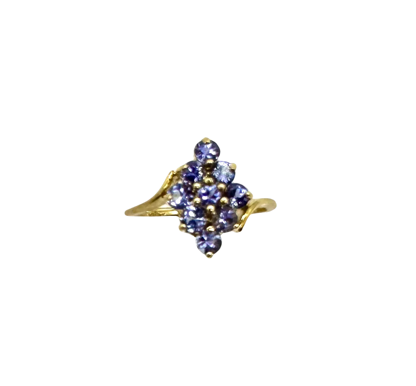 10k Yellow Gold Marquise-Shaped Tanzanite Cluster Ring