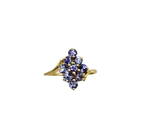 10k Yellow Gold Marquise-Shaped Tanzanite Cluster Ring