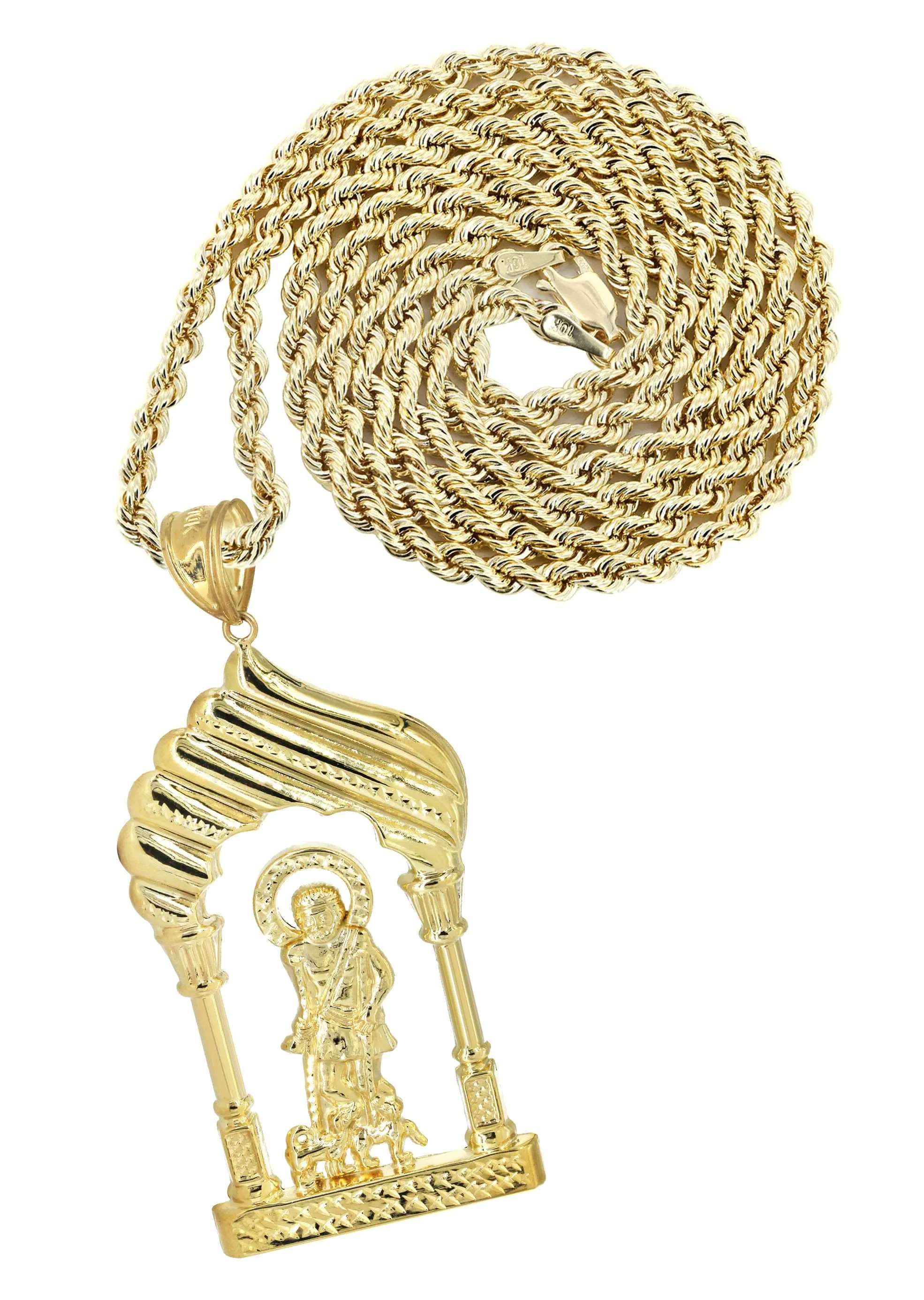 10K Yellow Gold Saint Lazaro Necklace | Appx. 19 Grams