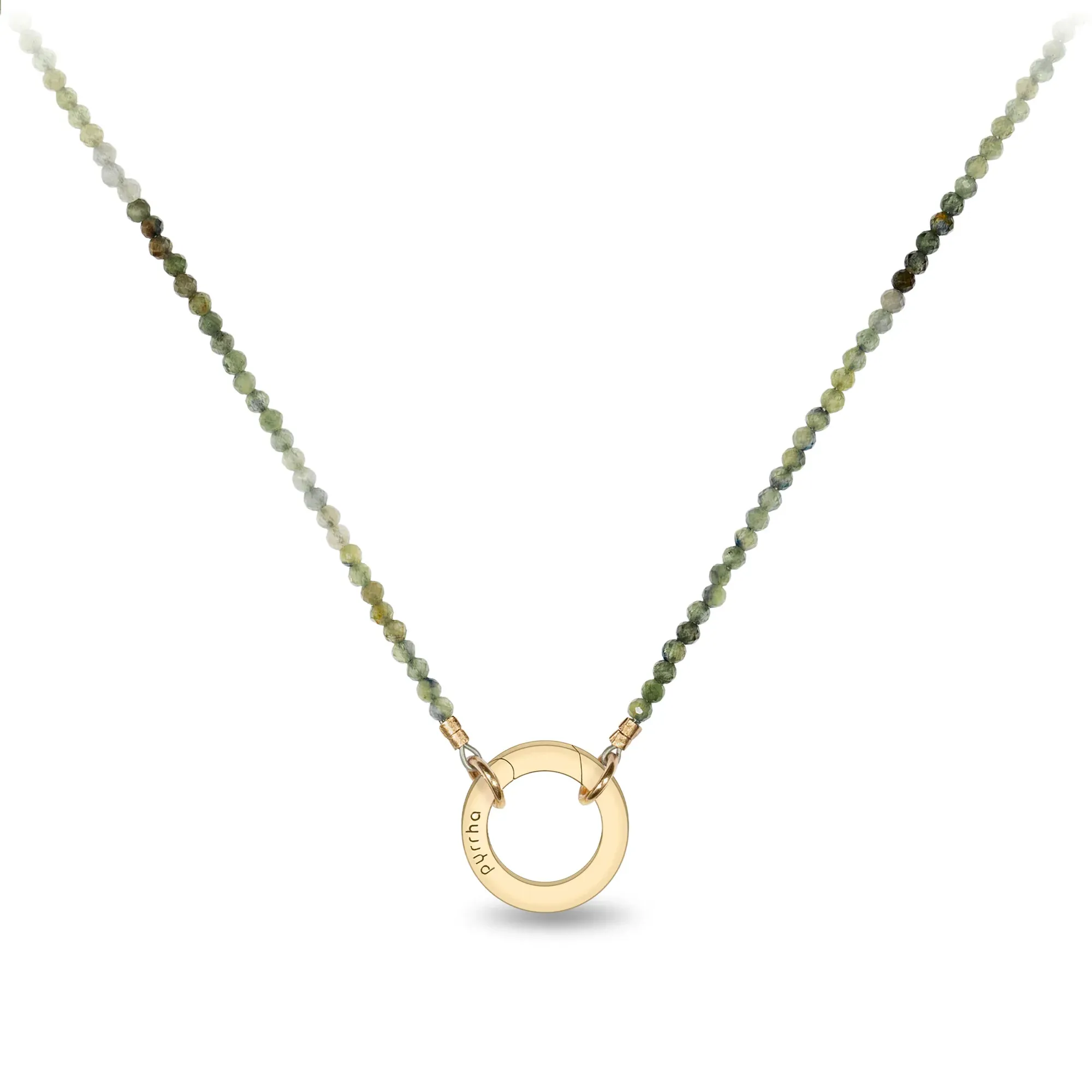 14K Gold Faceted Stone Choker with Talisman Clip