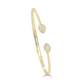 14K Gold Marquise & Pear Shape Diamond Open Bangle - 0.38ct