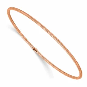 14K Rose Gold Polished Textured Slip-on Bangle