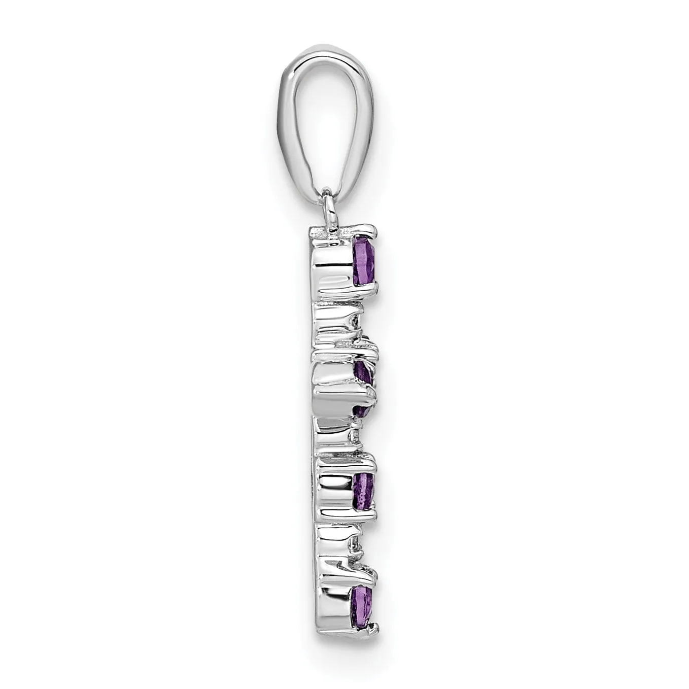 14k White Gold Amethyst Diamond Cross Pendant