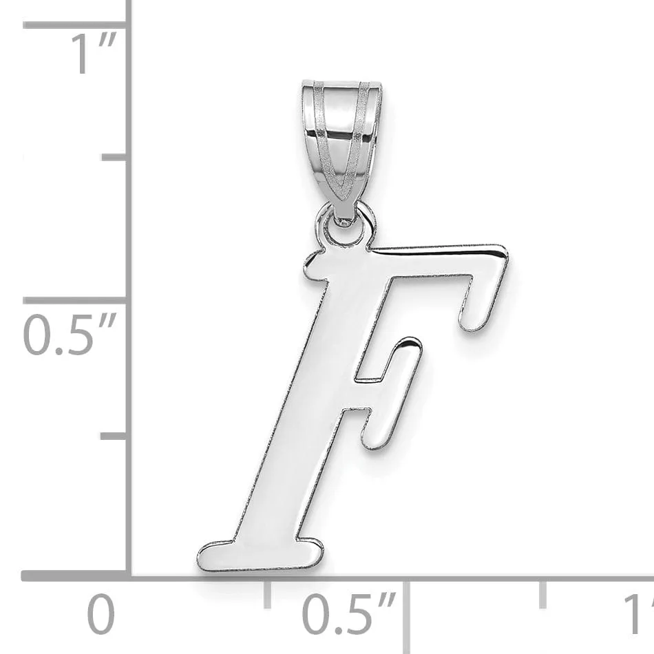 14k White Gold  Slanted Design Letter F Initial Charm Pendant