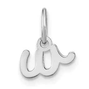 14K White Gold Small Size Lower Case Script Letter W Initial Pendant