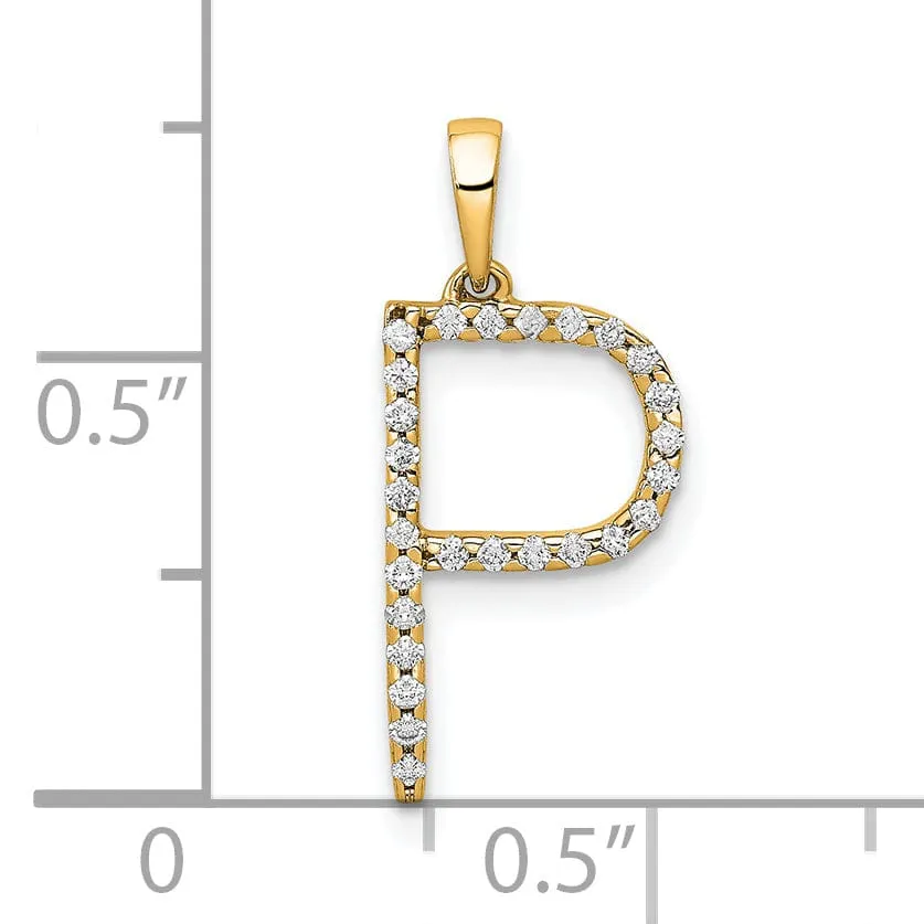 14K Yellow Gold Diamond 0.108-CT Block Letter P Initial Charm Pendant