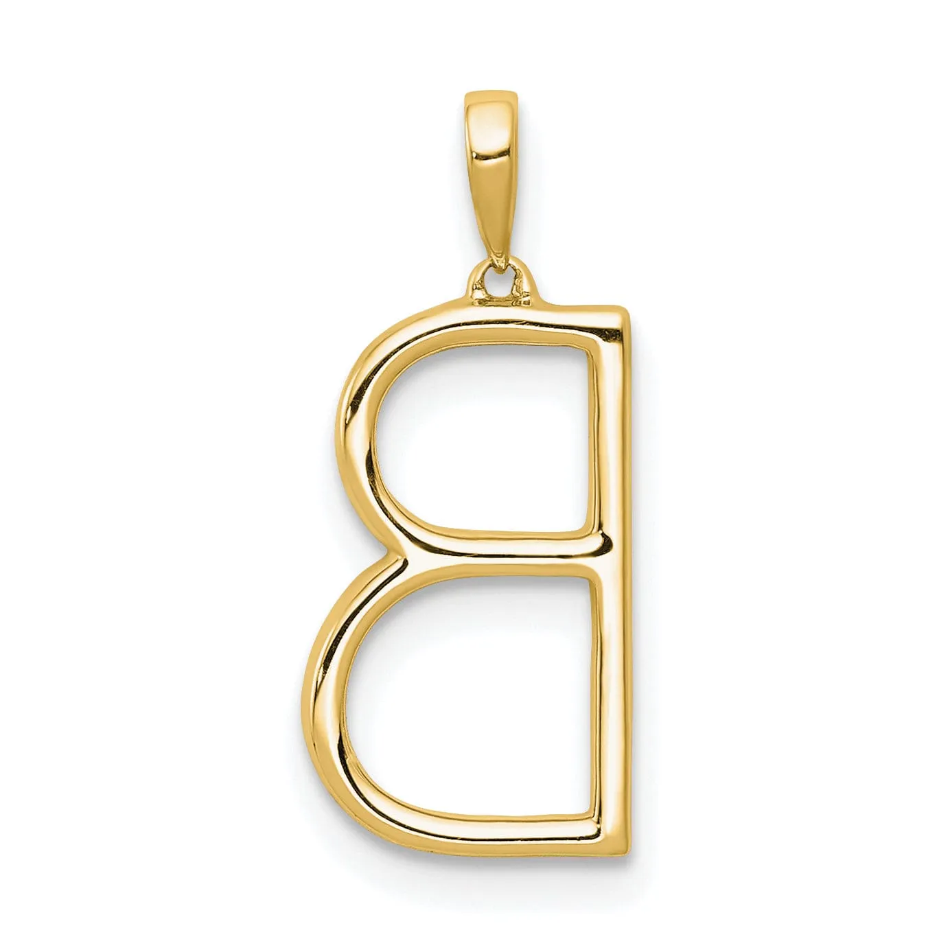 14K Yellow Gold Diamond 0.114-CT Block Letter B Initial Charm Pendant