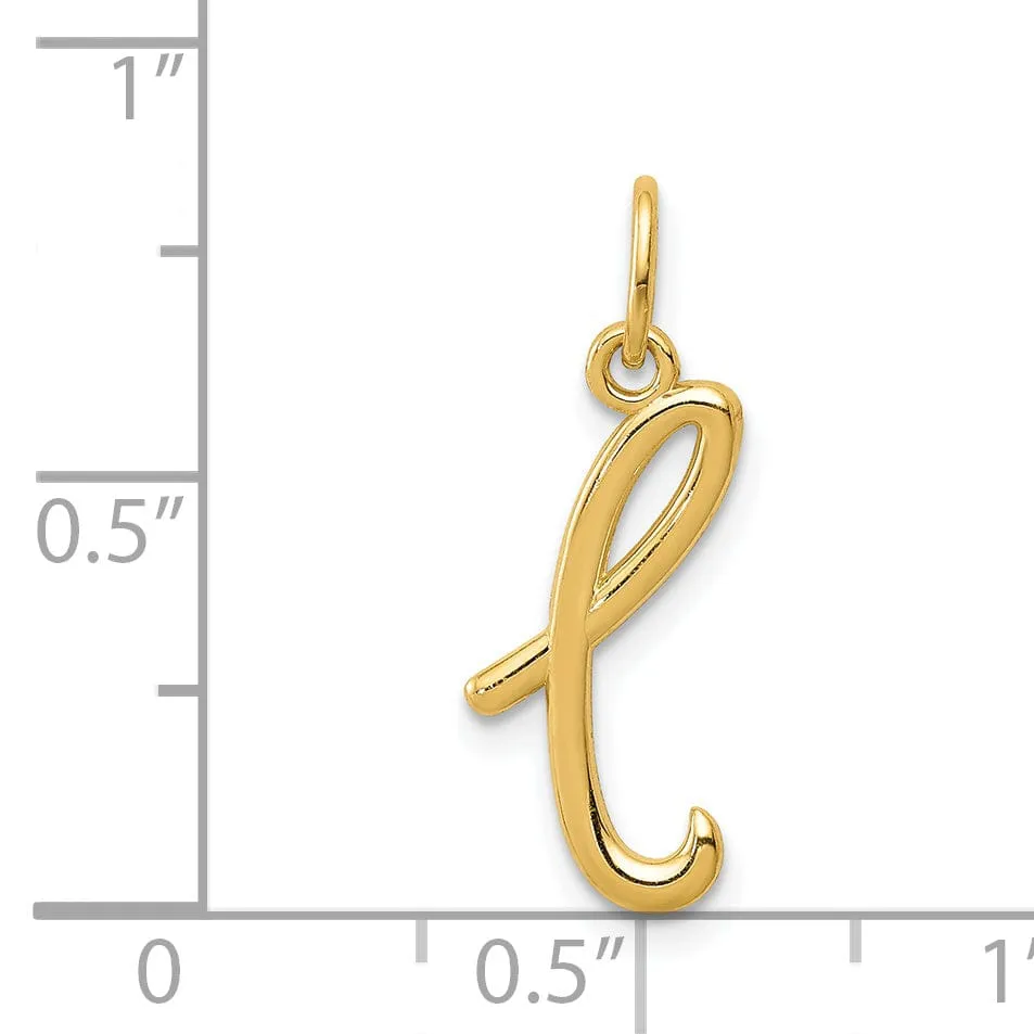 14K Yellow Gold Lower Case Script Letter L Initial Pendant