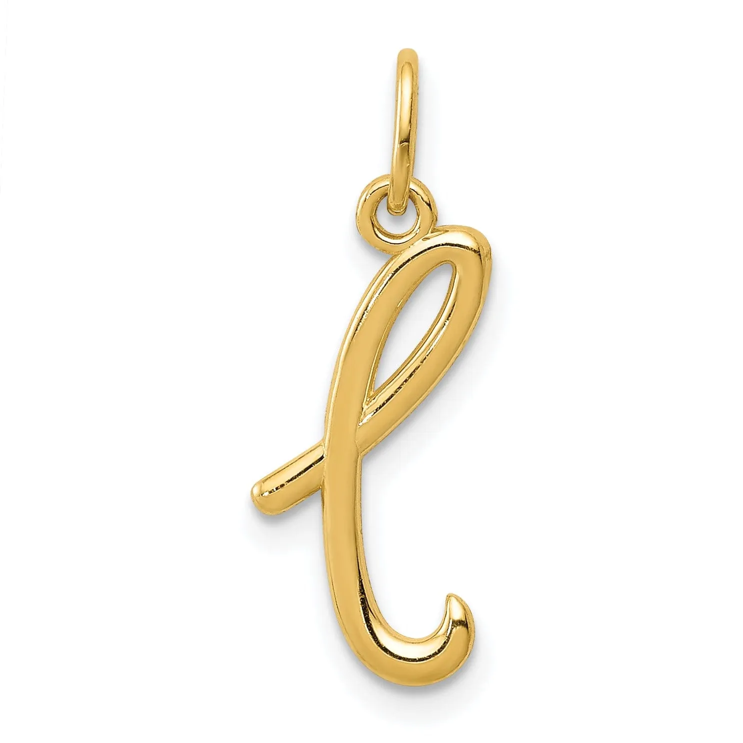 14K Yellow Gold Lower Case Script Letter L Initial Pendant