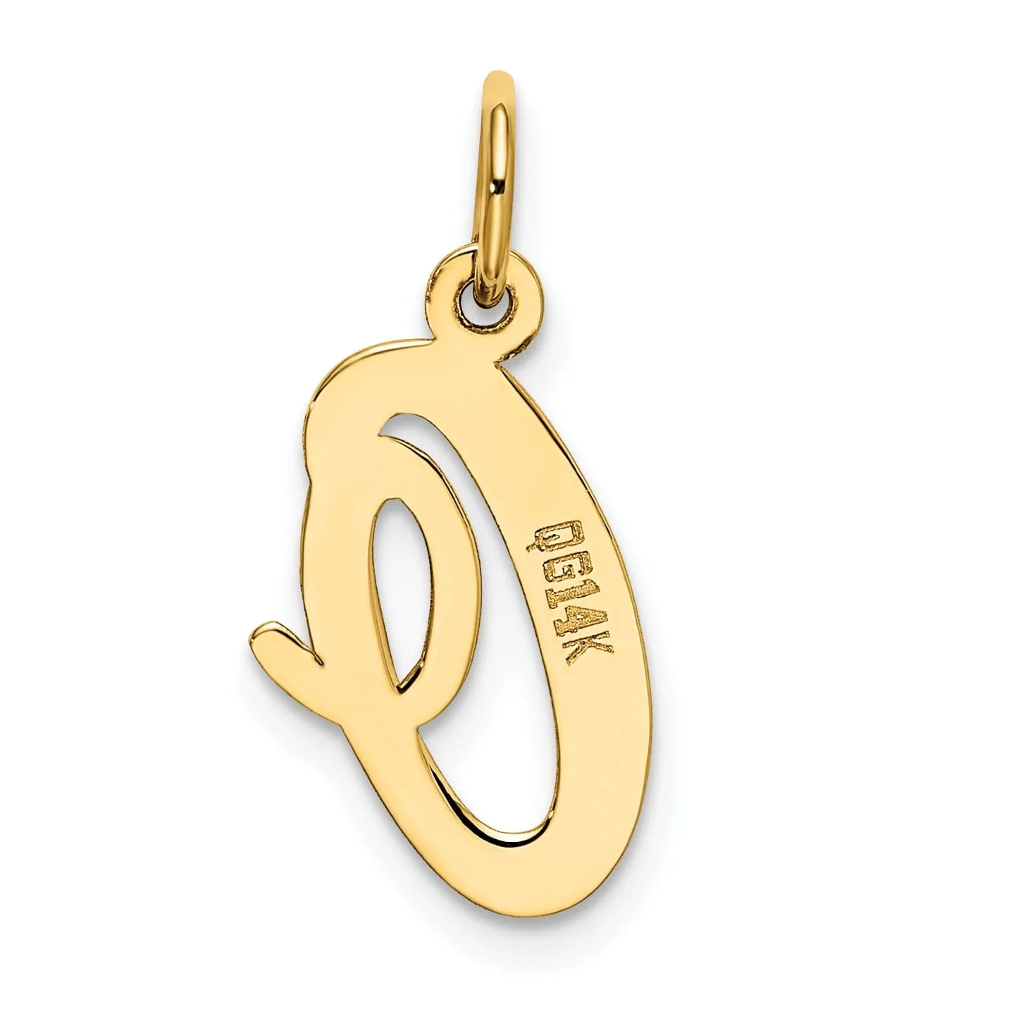 14K Yellow Gold Medium Size Fancy Script Design Letter O Initial Pendant