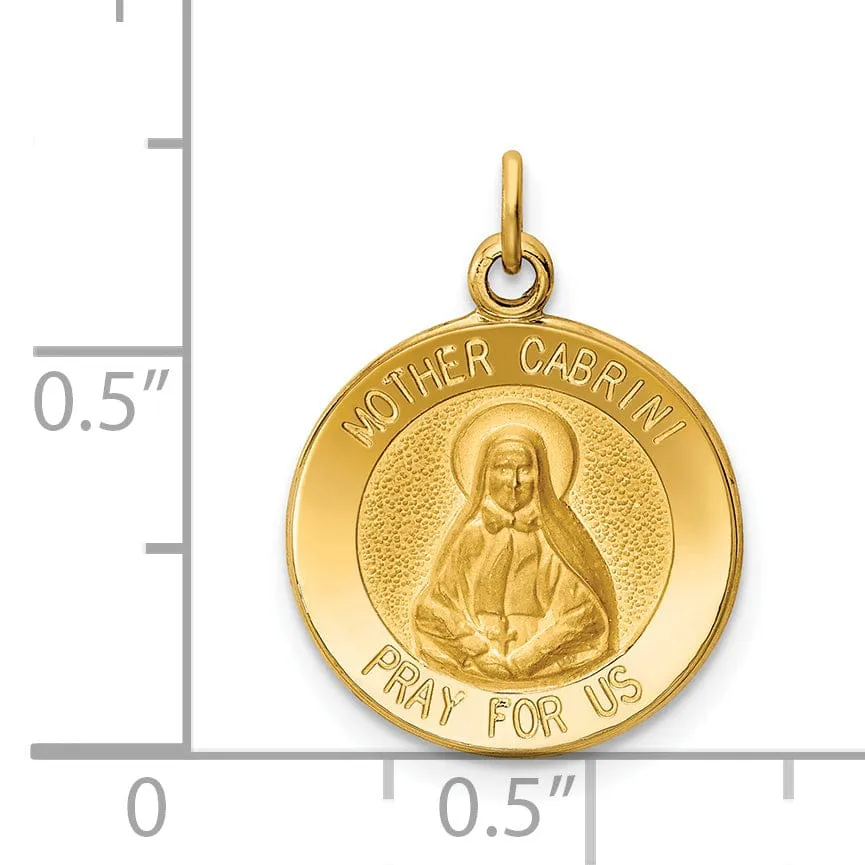 14k Yellow Gold Mother Cabrini Medal Pendant