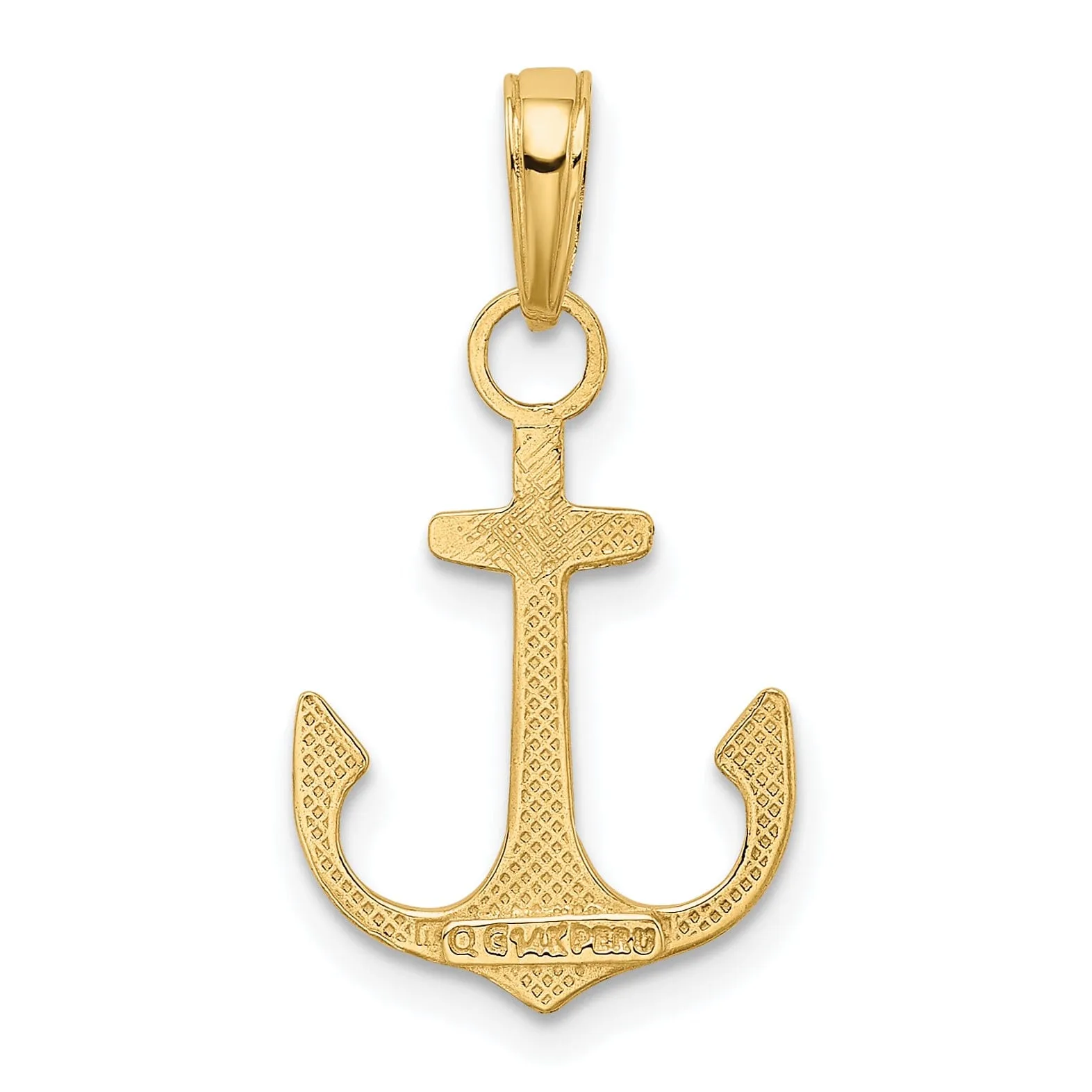 14k Yellow Gold Polished Anchor Charm Pendant