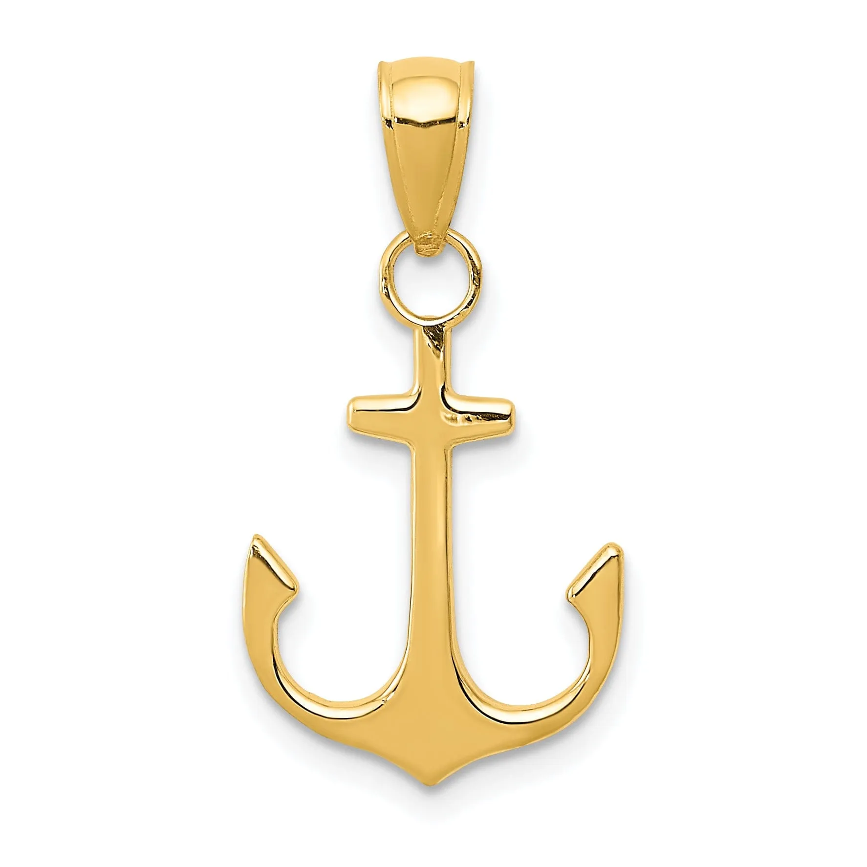 14k Yellow Gold Polished Anchor Charm Pendant