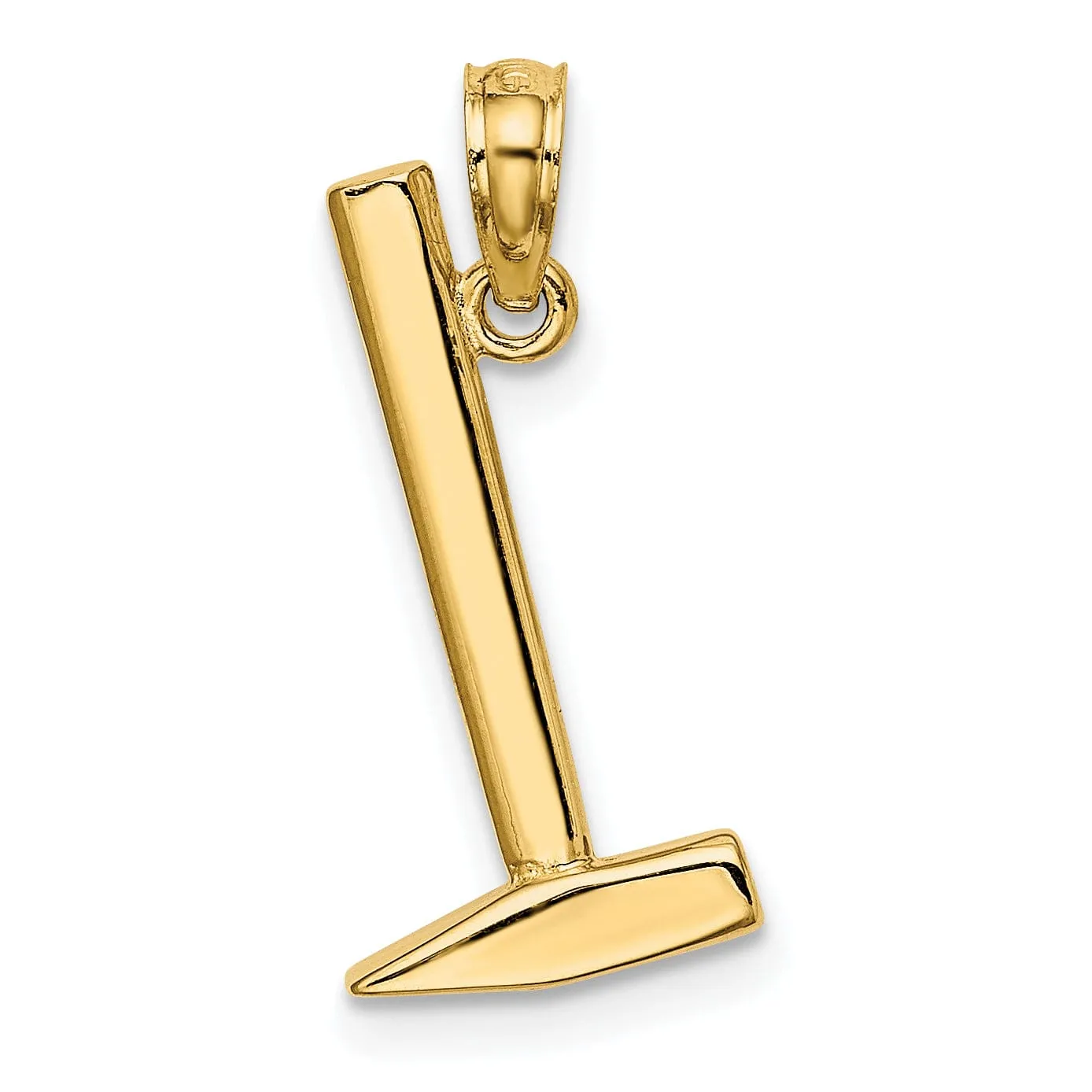 14K Yellow Gold Polished Finish 3-Dimensional Hammer Charm Pendant