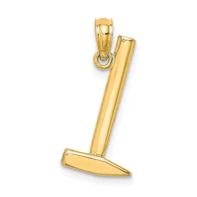 14K Yellow Gold Polished Finish 3-Dimensional Hammer Charm Pendant