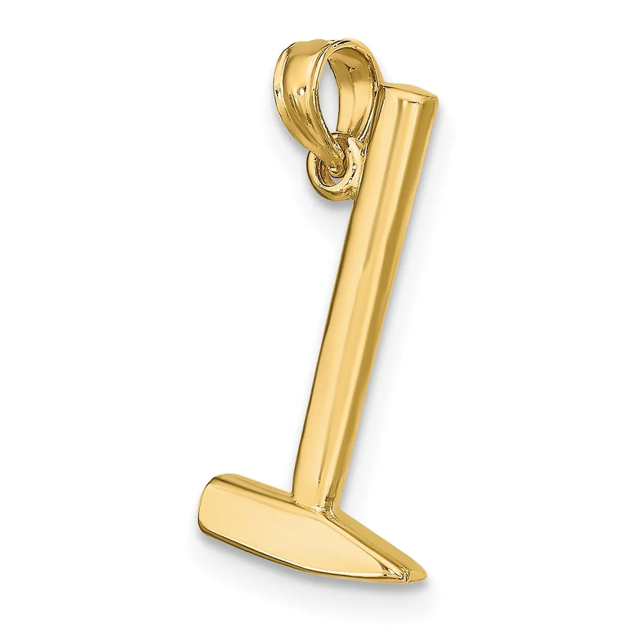 14K Yellow Gold Polished Finish 3-Dimensional Hammer Charm Pendant