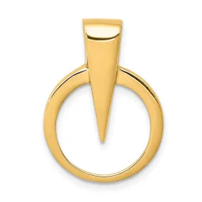 14k Yellow Gold Polished Finish Circle Design Reversible Omega Slide Pendant fits upto 2 mm Omega