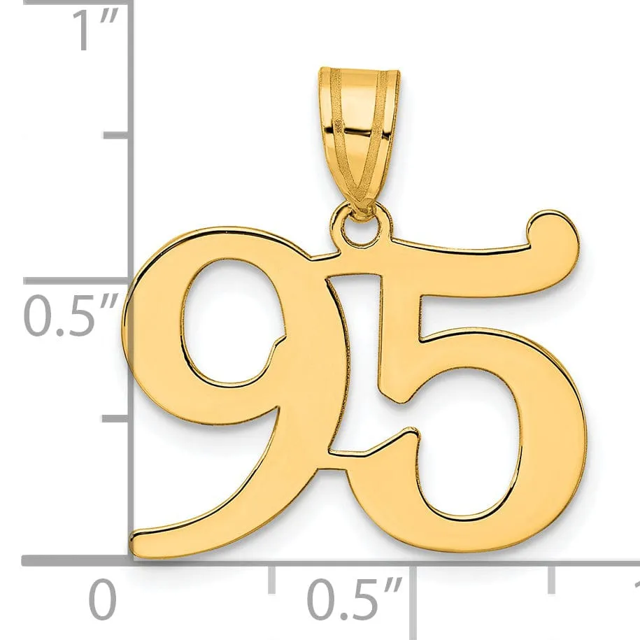 14k Yellow Gold Polished Finish Number 95 Charm Pendant