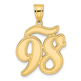 14k Yellow Gold Polished Finish Script Design Number 98 Charm Pendant