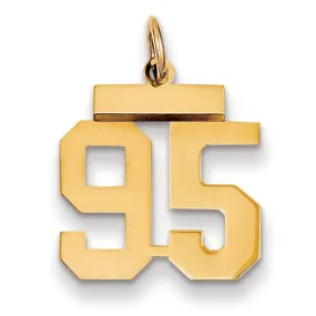 14k Yellow Gold Polished Finish Small Size Number 95 Charm Pendant