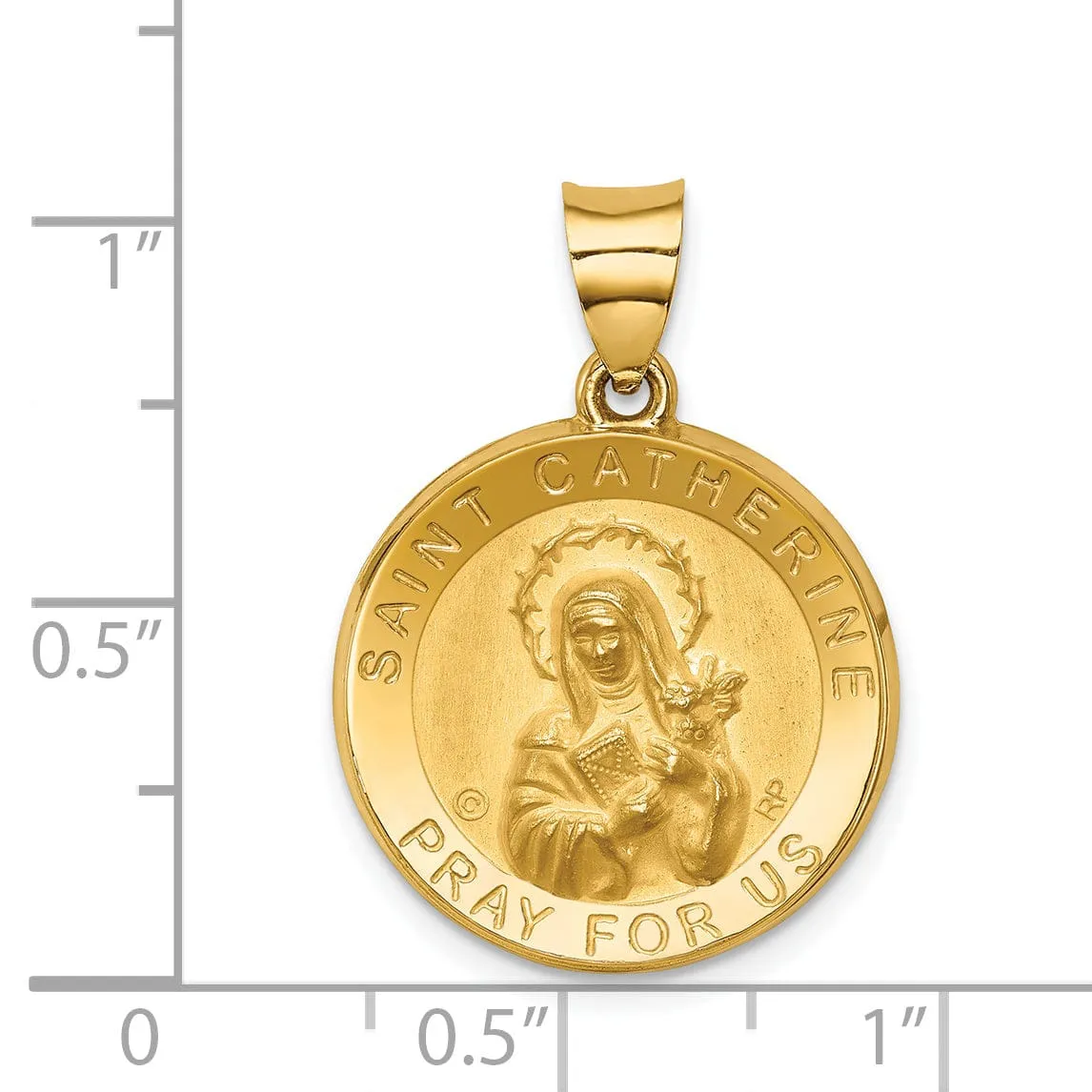 14k Yellow Gold Saint Catherine Medal Pendant