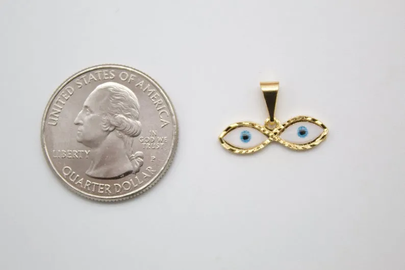 18K Gold Filled Evil Eyes Pendant (A205)