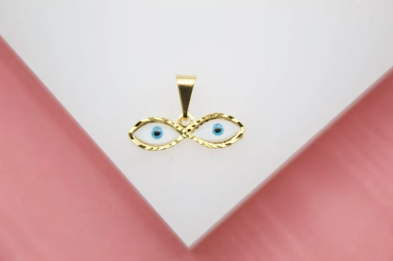 18K Gold Filled Evil Eyes Pendant (A205)