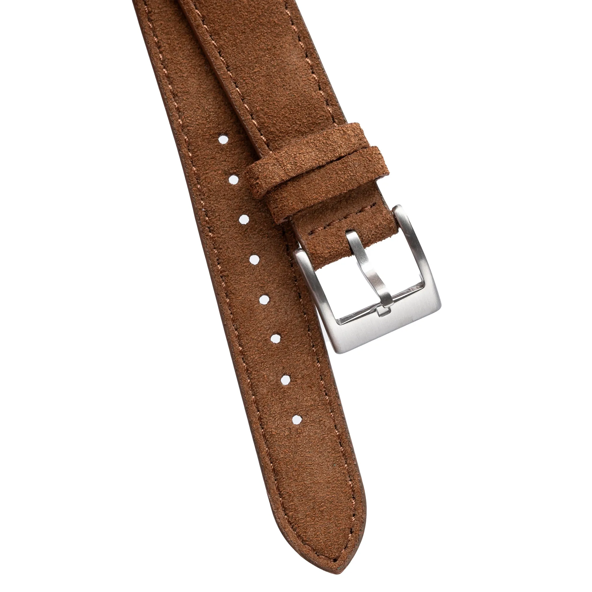 18mm 20mm 22mm Quick Release Tapered Suede Leather Watch Strap - Brown