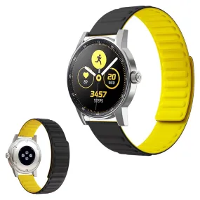 22mm Universal flexible silicone watch strap - Black / Yellow