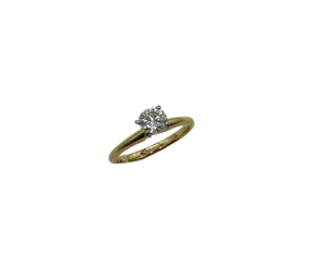 70 PT Round Diamond Solitaire Ring in 18k Yellow Gold and Platinum