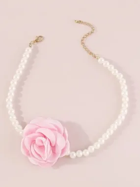 All Dressed Up Rose Pearl Choker Necklace