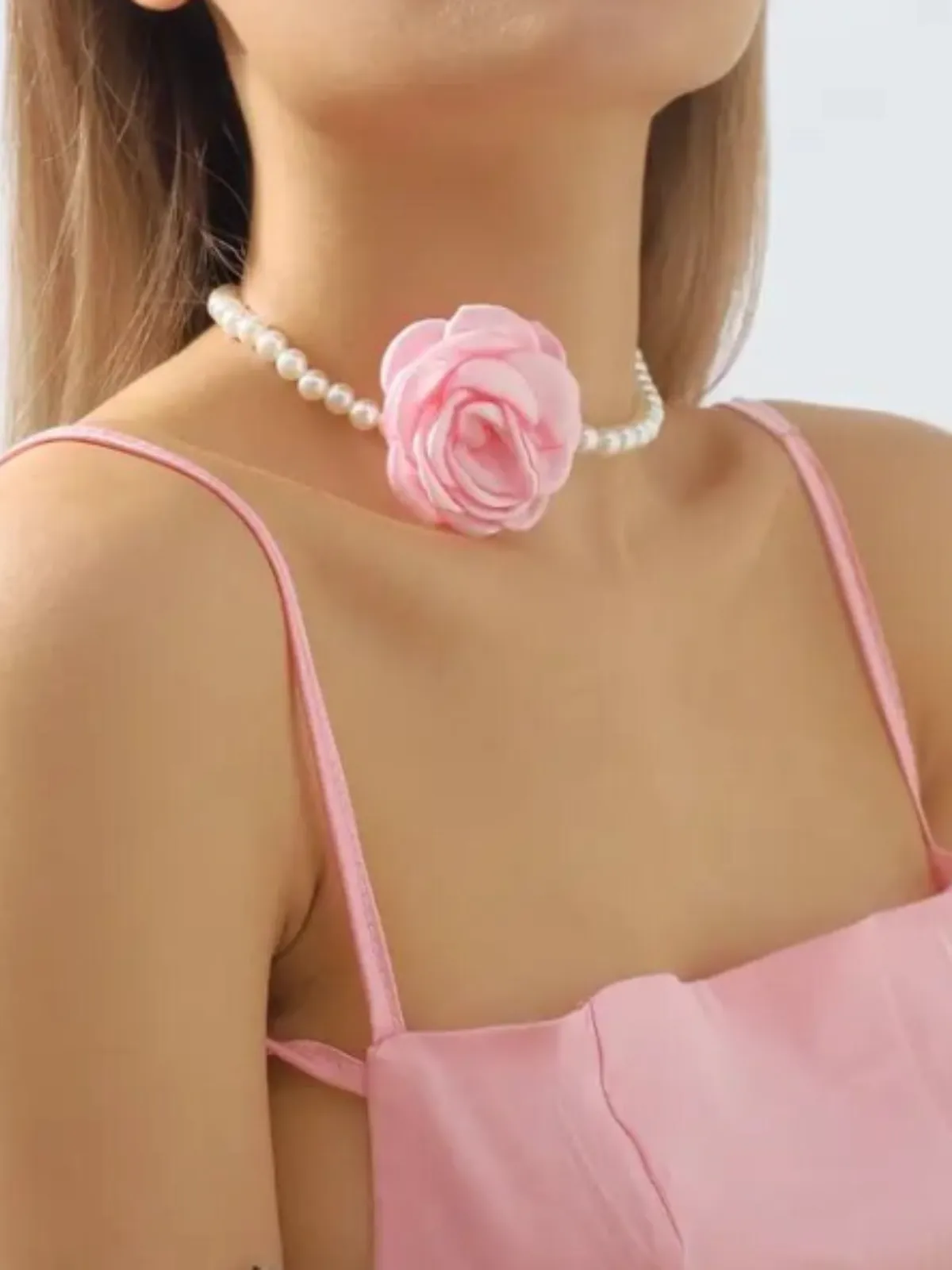 All Dressed Up Rose Pearl Choker Necklace