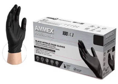 Ammex Nitrile Gloves Tbd-Gloves Nitrle Ammex Xl Disp Pfblack Smooth 100/Bx 10Bx/Cs