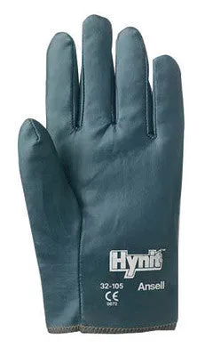 Ansell Size 8 Hynit Medium Duty Multi-Purpose Cut And Abrasion Resistant Blue Nitrile Impregnated Fabric Perforated Back Coated Work Gloves With Interlock Knit Liner And Slip-On Cuff