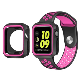 Apple Watch (41mm) dual color TPU cover   watch strap - Black / Pink