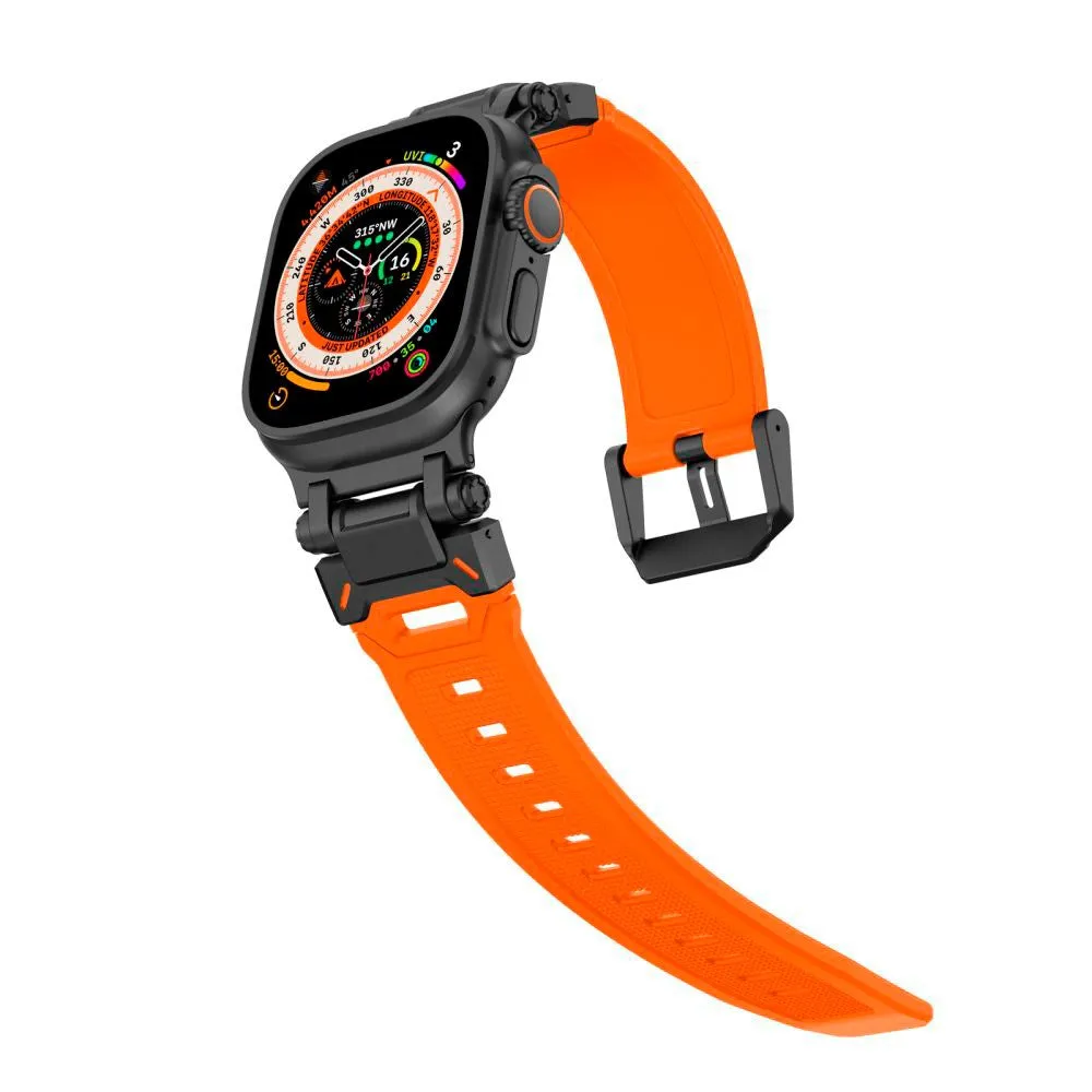 Apple Watch (42 / 44 / SE / 45 / 49mm) Tech-Protect Delta Pro Silikone Rem - Black / Orange