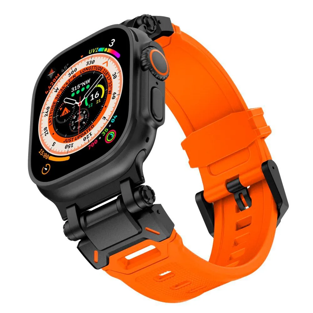 Apple Watch (42 / 44 / SE / 45 / 49mm) Tech-Protect Delta Pro Silikone Rem - Black / Orange