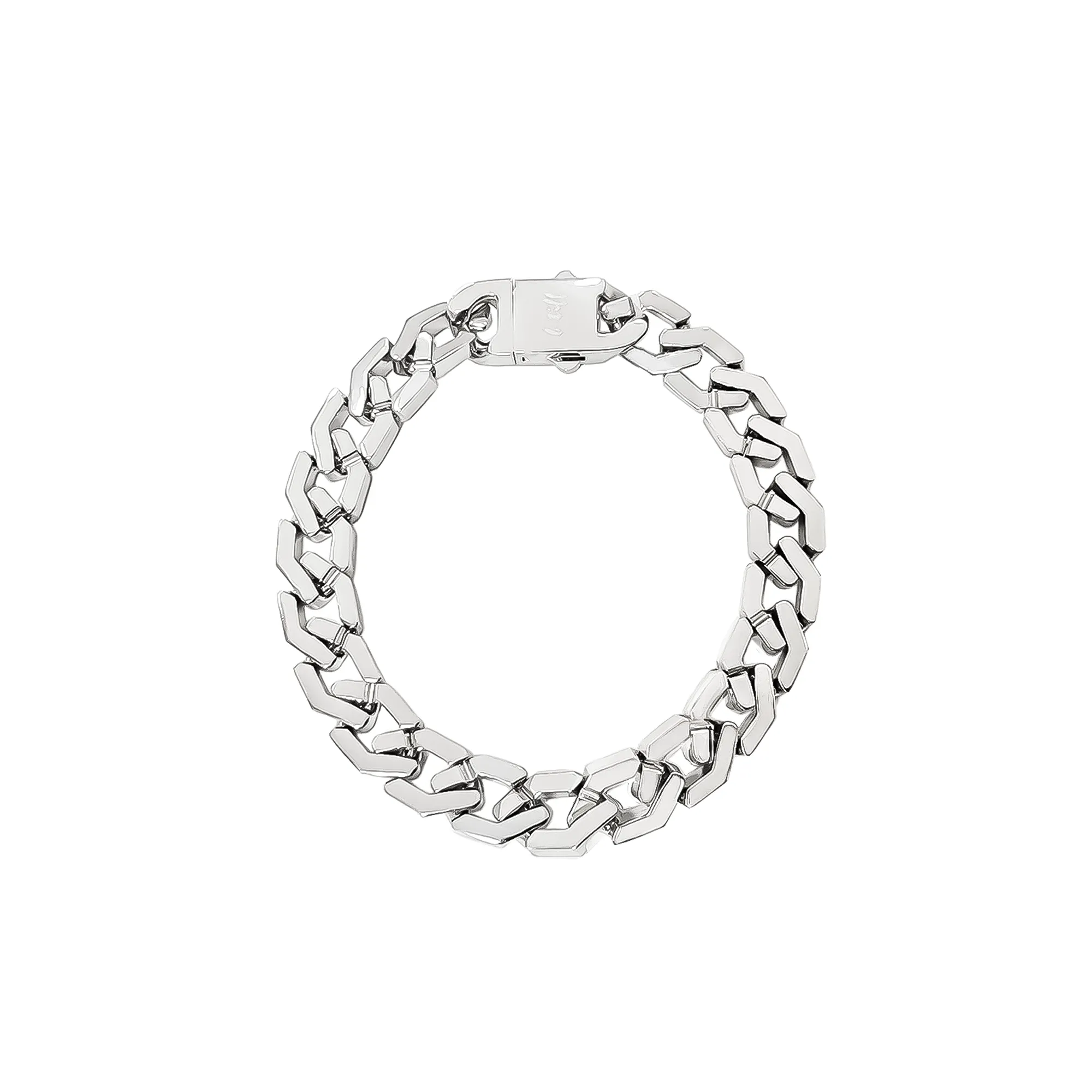 BG100W B.Tiff High Polish Flat Angular Cuban Link Stainless Steel Bracelet