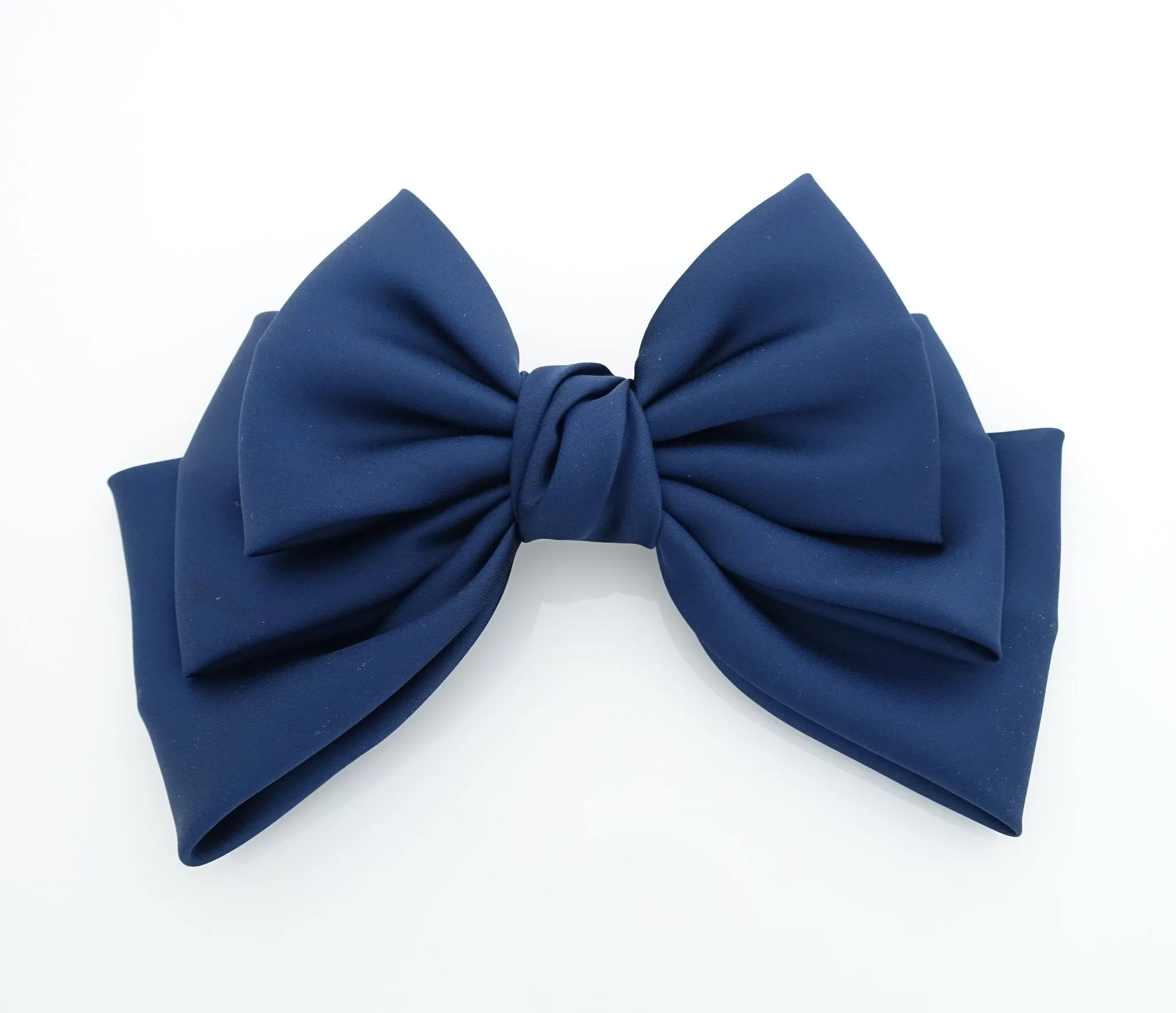 big satin layered hair bow french barrette Women solid color stylish hair bow