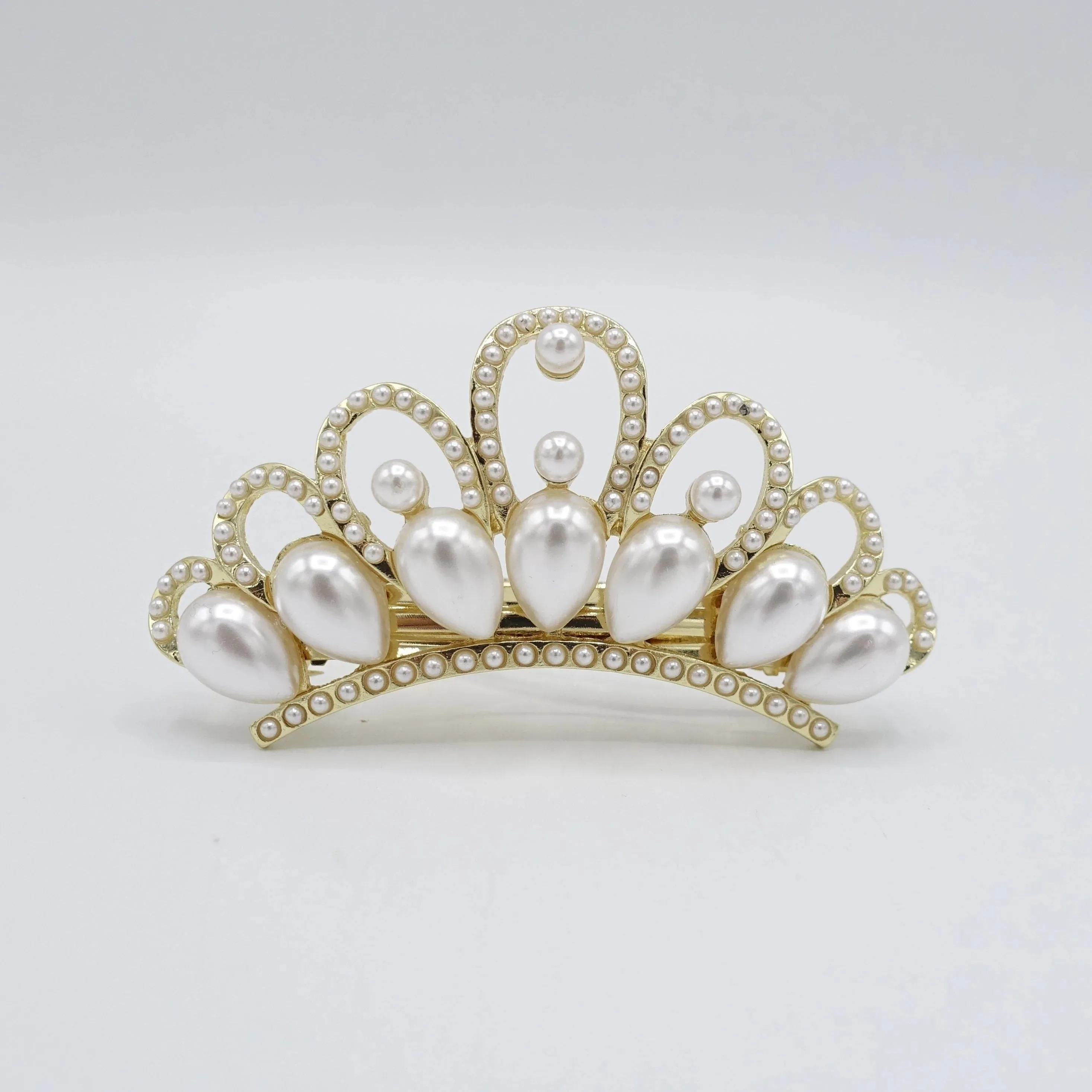 bridal hair barrette, tiara hair barrette, pearl hair barrette, wedding hair barrette for women