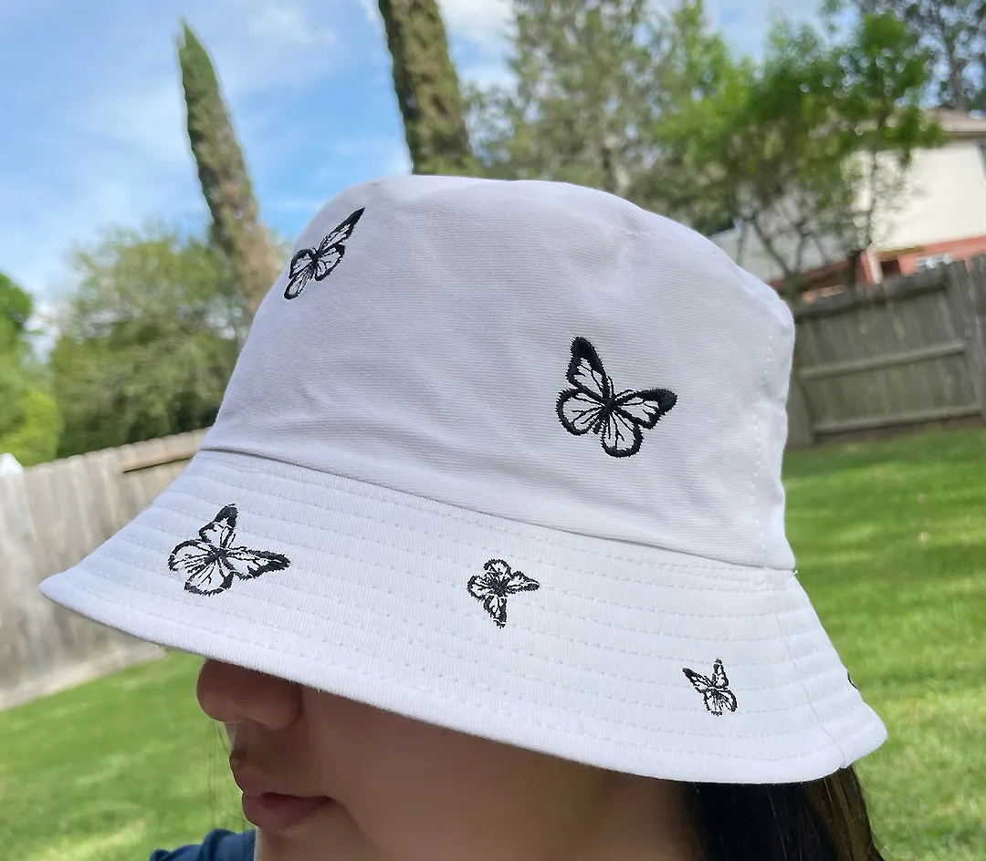 Butterfly embroidery hat, Embroidery daisy hat, mother gifts, mom cap, Butterfly embroidery Bucket Hat