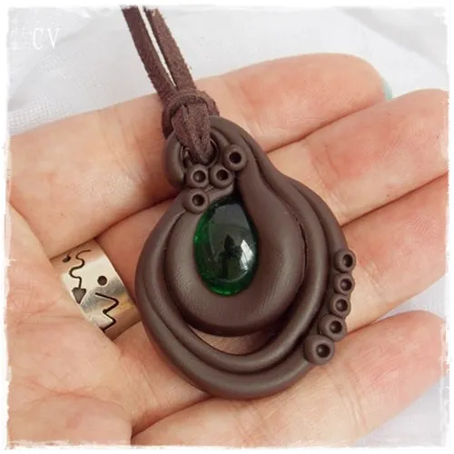 Celtic Woodland Polymer Clay Pendant