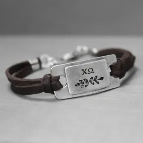 Chi Omega Leather Bracelet