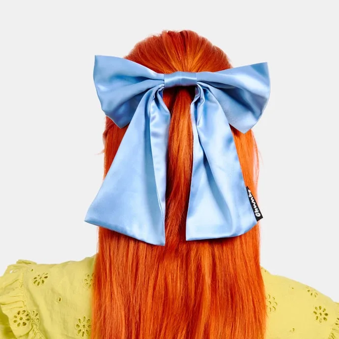 Chunks Blue Silk Bow Barrette