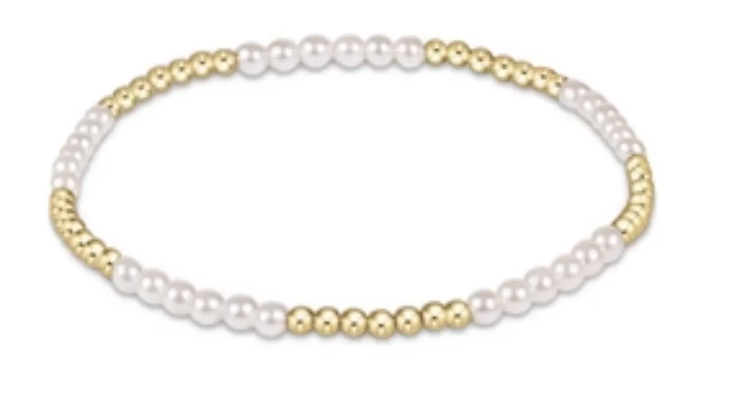 Classic Blissful Gold 3mm Bracelet Collection-Pearl