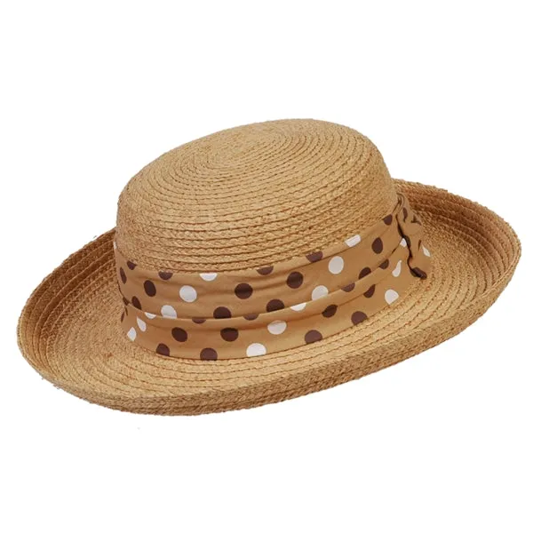 Conner Ladies Polka Dot Band Raffia Sun Hat