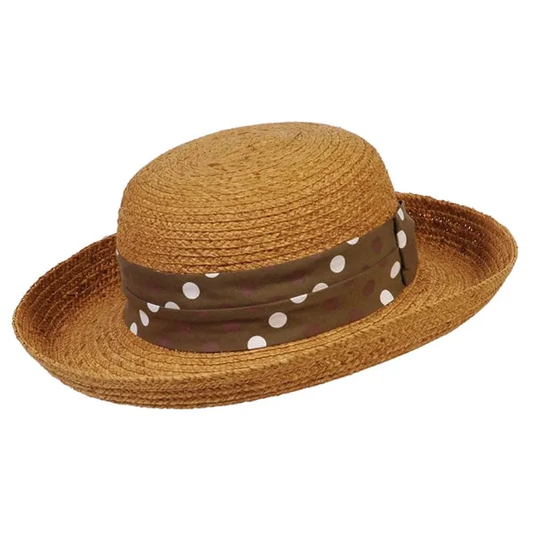 Conner Ladies Polka Dot Band Raffia Sun Hat