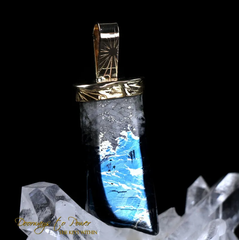 Covellite Light Language Crystal Pendant 22k